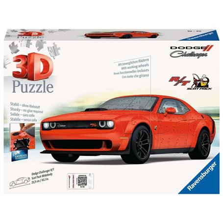 Ravensburger Dodge Challenger Puzzle 3D pour Adultes et Enfants à partir de 10 Ans – Édition spéciale R/T Scat Pack Widebody – 1
