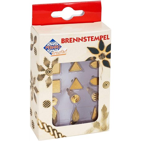 Pebaro Ensemble de 12 tampons de pyrogravure Formes variées