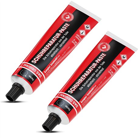 Langlauf Schuhbedarf Pâte de réparation pour chaussures et semelles I Kit de réparation pour talons (noir-brun) I Caoutchouc liq