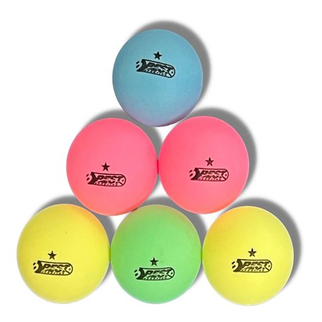 Best Sporting Lot de 6 balles de Tennis de Table pour Adulte - Couleurs Fluo - Diamètre : Environ 40 mm - 4 Couleurs différentes