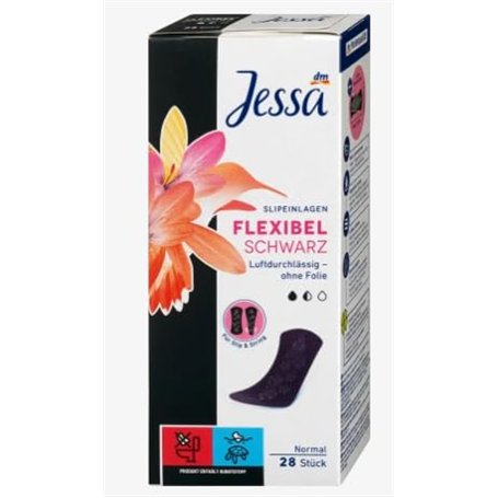 Jessa Lot de 28 protège-slips Normal Noir + Flexible