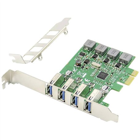 DIGITUS Carte E/S - PCIe - Carte d'interface USB 3.0 - SCSI USAP - 4 Ports USB Type A - Max. 5 Gbps - Chipset VL805