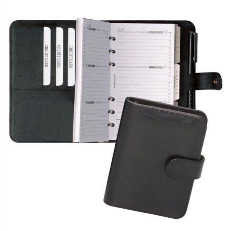 Bind17501 planificateur système A7 FINEtouch similicuir noir classeur planificateur de rendez-vous 14 x 11