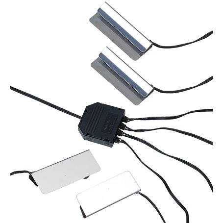 Lunartec Dispositif d'éclairage pour vitrine - 4 Pinces et 12 LED - Blanc Chaud