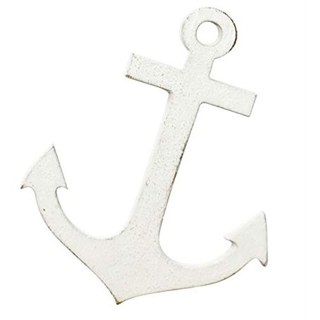 Nautika Nautica Lot de 12 ancres en bois blanc de 6 cm - Objet décoratif - Décoration de mariage - Ancre en bois - Ancre blanche