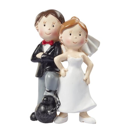 Hochzeit Dekoration Figurine de mariés entravés d'un boulet pour la décoration de tables/gâteaux