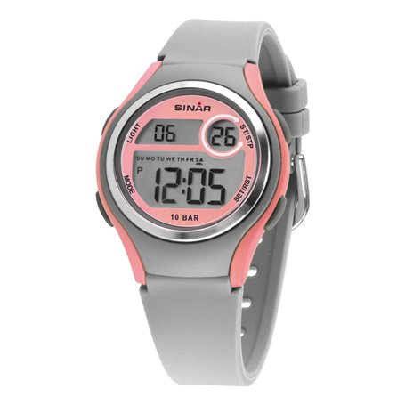 Montre pour fille SINAR XE-64-9 avec écran LCD numérique à quartz 10 bar bracelet silicone sport