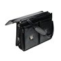 Alassio Attaché Caisse "Veneto" Avec Compartiment pour Ordinateur Portable Cuir Noir Serrures Bandoulière Amovible Dimensions Ex