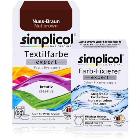 simplicol : Kit Complet Teinture Expert + fixateur : Votre Teinture Express (Paquet 300g + Flacon 90ml) - Marron