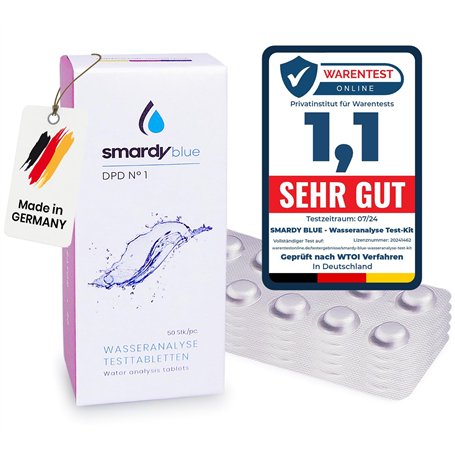 smardy 50 Comprimés de Test DPD1 (chlore libre) pour Photomètre/Testeur d'eau Electronique