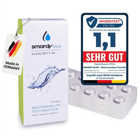 smardy 50 Comprimés de Test Alcalinité-M (capacité d'acide) pour Photomètre/Testeur d'eau Electronique