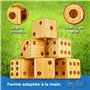 Toyfel Jeu de Dés XXL Chuck Bois de Pin Certifié FSC® - Jeu Intérieur & d‘Extérieur Enfants & Adultes – Jeu 6 Dés Géants 9 cm av