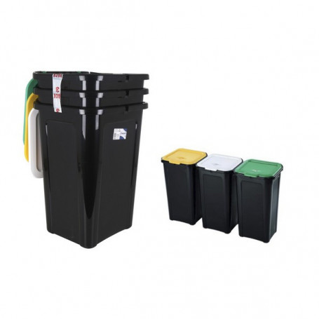 Poubelle recyclage Tontarelli 44 L Noir (38,5 x 34,5 x 54,5 cm) (3 Uds) 134,99 €