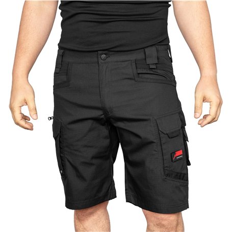ACE Constructor Plus Short de Travail pour Hommes - Bermuda de Travail avec Poches Cargo & Ceinture Stretch pour l'été - Noir -