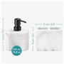 Navaris Distributeur savon liquide - Dispenseur effet marbre avec porte brosse à dent et soucoupe pour savon - Accessoire rechar