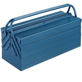 Boîte à outils vide bleu grand 5 compartiments caisse à outils mallette à outils coffre de rangement outillage 53x20x20cm garage