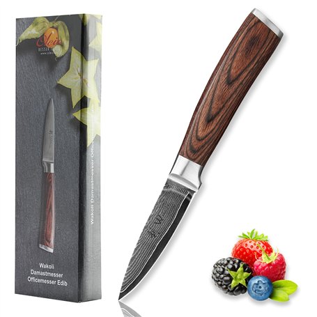 WAKOLI Edib Couteau d'office en Damas I Lame tranchante de 8