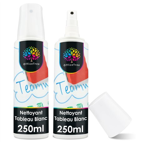 OfficeTree Nettoyant Tableau Blanc 2 x 250 ml - Whiteboard Cleaner - Spray Nettoyant pour Nettoyer les Tableaux Blancs Magnétiqu