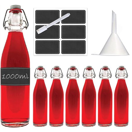 casavetro 6 x 1000 ML Swing Top Bouteilles en Verre vides Bouchon réutilisable Rechargeable-Joint en Caoutchouc Étanche pour Dom