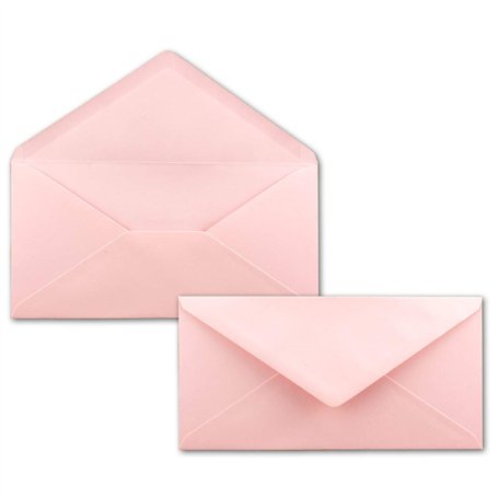 Lot de 25 enveloppes à lettre - Rose - DIN long - 110 x 220 mm (11 x 22 cm) - Fermeture humide sans fenêtre - Idéal pour cartes