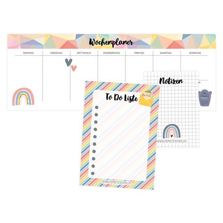 Lot de 3 blocs-notes pour planificateur hebdomadaire