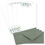 Lot de 25 feuilles de papier à lettres naturel A4 crème avec motif branches d’eucalyptus et enveloppes DL vert eucalyptus Papier