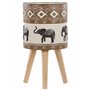 Cache-Pot Support Plantes avec 3 Pieds en Bois 25 cm de Diamètre Motif Éléphants Peint à la Main Idéal à la fois pour Extérieur