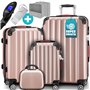 MONZANA® Set de 4 Valises Rose Doré avec Vanity-Case M/L/XL pèse-Bagages Cadenas Inclus Bagage Trolley à roulettes Voyage