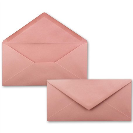 FarbenFroh - Lot de 50 enveloppes à lettre - Vieux rose (rose) - DIN long - 110 x 220 mm (11 x 22 cm) - Fermeture humide sans fe