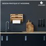 EXITOSO Découpe-film 3 en 1 en bambou – Porte-rouleau mural de cuisine – Porte-rouleau d'essuie-tout mural en bois – Porte-roule