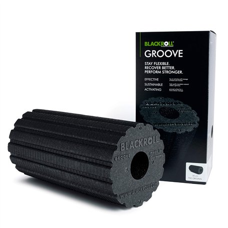 BLACKROLL GROOVE (30 x 15 cm) | Rouleau de massage rainuré & foam roller de sport maison original en dureté moyenne pour l'exerc