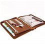 ALMADIH organiseur format A5 en cuir + calendrier 2025 + bloc-notes inclus, marron deluxe – Portefolio Porte documents Agenda pe