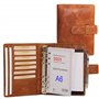 ALMADIH Agenda en cuir vrai A6 avec calendrier 2025 + bloc-notes - marron deluxe Portefolio Porte documents Timer Chemise de dos