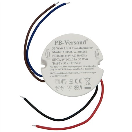 Transformateur LED rond 30 W 24 V CC - Ampoule circulaire - Transformateur d'alimentation Driver Ballast