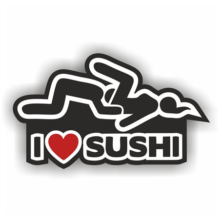 folien-zentrum - I Love Sushi 14 x 8 cm – Autocollant de qualité supérieure pour tuning de voiture – OEM & JDM – Autocollant amu