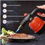 EVOCAMP Chalumeau de cuisine avec piezo, lampe à souder 1,3 kW, mini chalumeau à gaz pour bricolage, chalumeau pour barbecue, cr