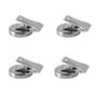 Magnetastico | 4 Aimant Extra Forte Pinces en métal | 2 kg force d'adhérence (vertical) & chromé | Super aimants en ferrite Clip