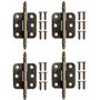 Fuxxer Lot de 4 charnières en métal antique pour maison de campagne vintage 70 x 35 mm Bronze