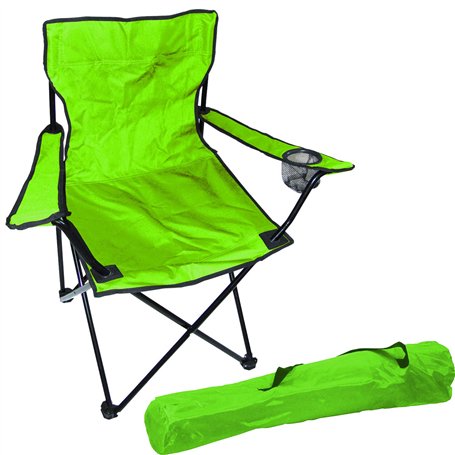 Fauteuil de pêche avec porte-gobelet et sac vert citron