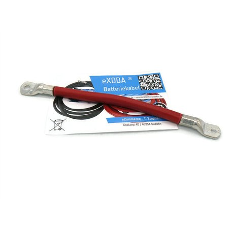 eXODA Câble de batterie 20cm câble d'alimentation en cuivre 50 mm² avec cosses à œillets M6