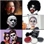 Monsters'n'Masquerade® - Maquillage Fard Aquarellable Professionnel | XXL-Set | NOIR + BLANC + ROUGE (3x 30g = 90g) | Halloween 