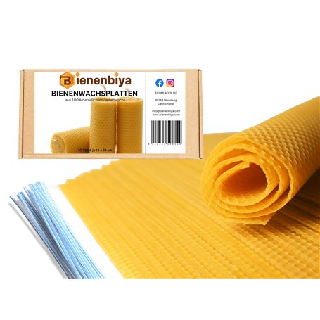 Lot de 18 plaques de cire d'abeille 100 % pure (19