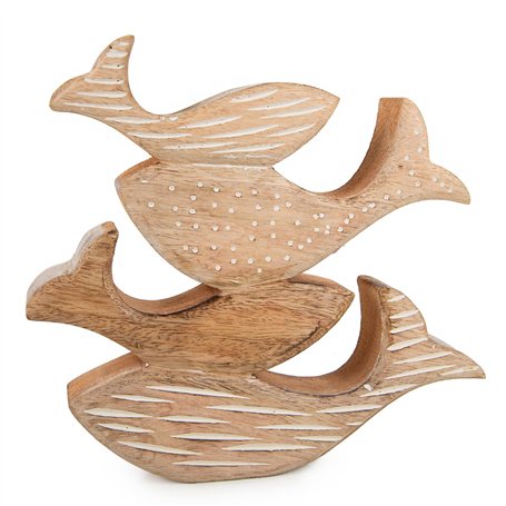 Logbuch-Verlag Figurine décorative en bois sculptée à la main en bois naturel - Motif mer maritime - Côtes - Cadeau religieux ch
