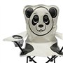 Mojawo Fauteuil de pêche pliable pour enfant - Gris clair - Motif panda - Avec porte-gobelet et sac