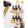 SVADA Étagère de douche suspendue en bambou à suspendre sans perçage Panier de douche Étagère de douche en bois Organiseur de sh