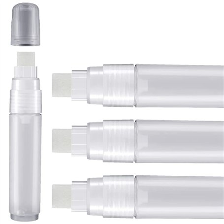 Wisyurt Lot de 4 Stylos à Peinture 15 Mm Vide Acrylique Marqueur Permanent Clair Blanc Marqueur Stylo Pointe Fine Vide Marqueurs