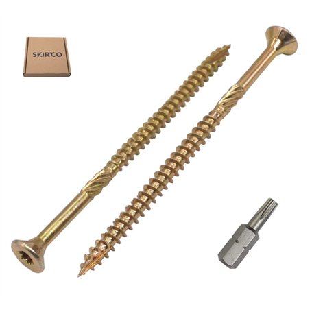 SKIR'CO Lot de 20 vis à bois universelles longue vis a bois en acier zingué Tête fraisée Torx Type 17 Vis à panneaux d'aggloméré