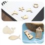 100pcs Animaux de Mer en Bois Pièces Dauphin Étoile de Mer Hippocampe Copeaux de Bois Décoratifs Embellissements pour Bricolage 