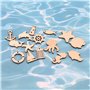 100pcs Animaux de Mer en Bois Pièces Dauphin Étoile de Mer Hippocampe Copeaux de Bois Décoratifs Embellissements pour Bricolage 