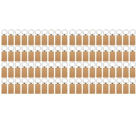 Micvtve 80 PièCes SéRies Vierge Porte-CléS en Bois Bricolage Porte-CléS en Bois éTiquettes CléS Peuvent Graver des Cadeaux de Br